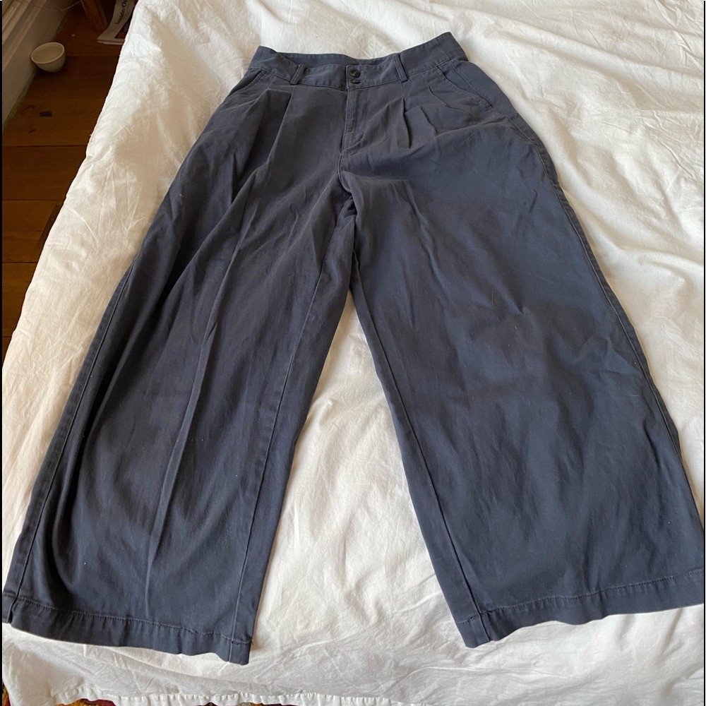 MADEWELL pleated wide leg pants in thunder Size 4